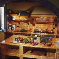 Tuscan Kitchen Design on Dining Area Opens Open Onto Paved Terraces Through A Fa  Ade Of French