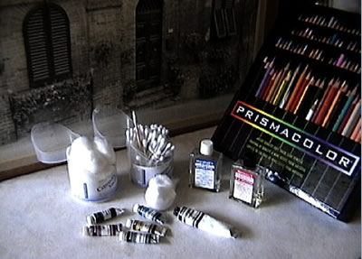 Tools used for handcoloring black and white photographs